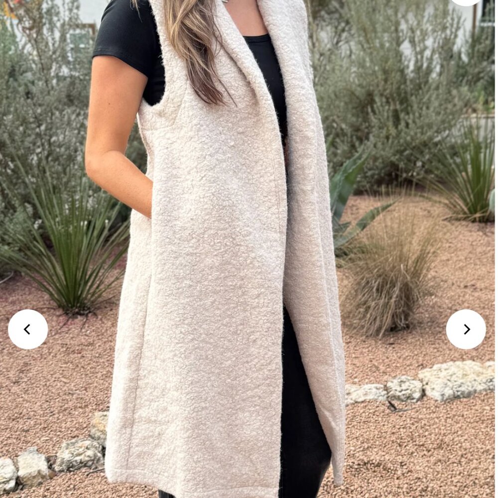 Anthropologie Self Contrast Longline Sherpa Vest
